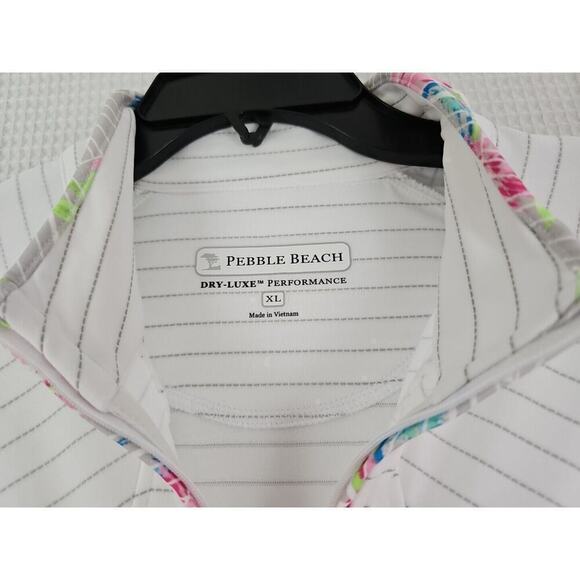 Pebble Beach Gray Dry Luxe Performance Zip-Up Jacket Women Size XL White Striped - Picture 2 of 10
